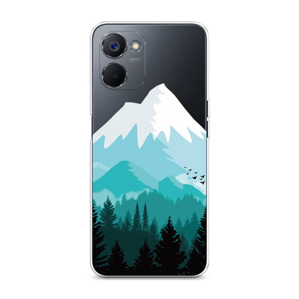 

Чехол на Realme V20 "Синяя снежная гора", Белый;голубой, 2512950-2