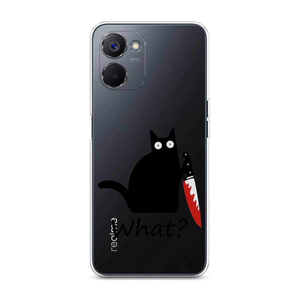 

Чехол на Realme V20 "Котик с ножом", Черный;красный, 2512950-6