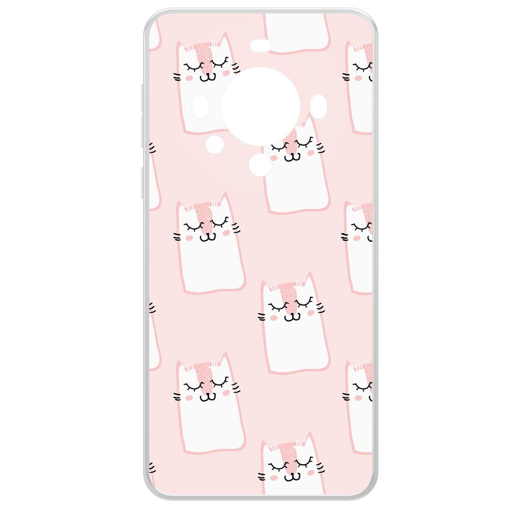 

Чехол-накладка Krutoff Clear Case Котики паттерн для Huawei Mate 60, Прозрачный