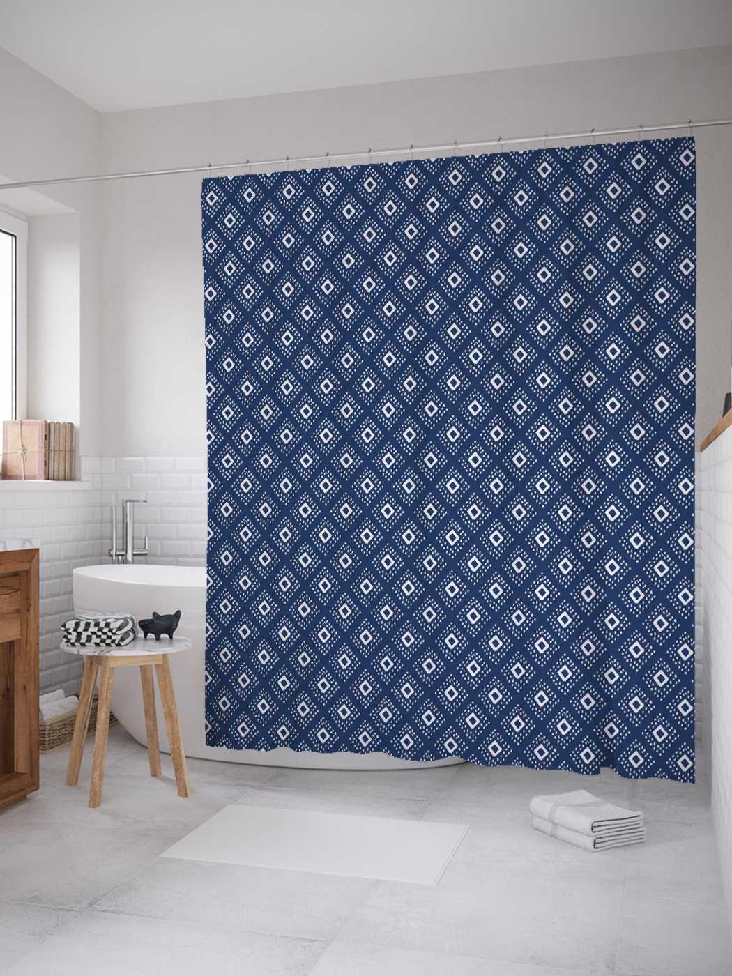 

Штора (занавеска) для ванной JoyArty "Разные ромбы" из сатена, 180х200 см с крючками, Розовый