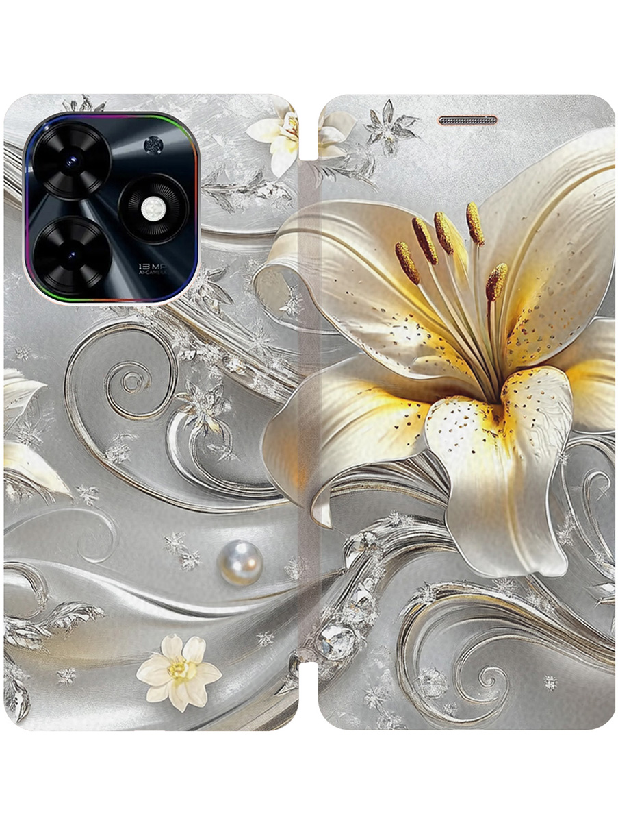 

Чехол-книжка на Tecno Spark Go 2024/Spark 20/20C/Pop 8 с принтом золотой 861125, Золотистый;белый;серый;желтый, 777768823