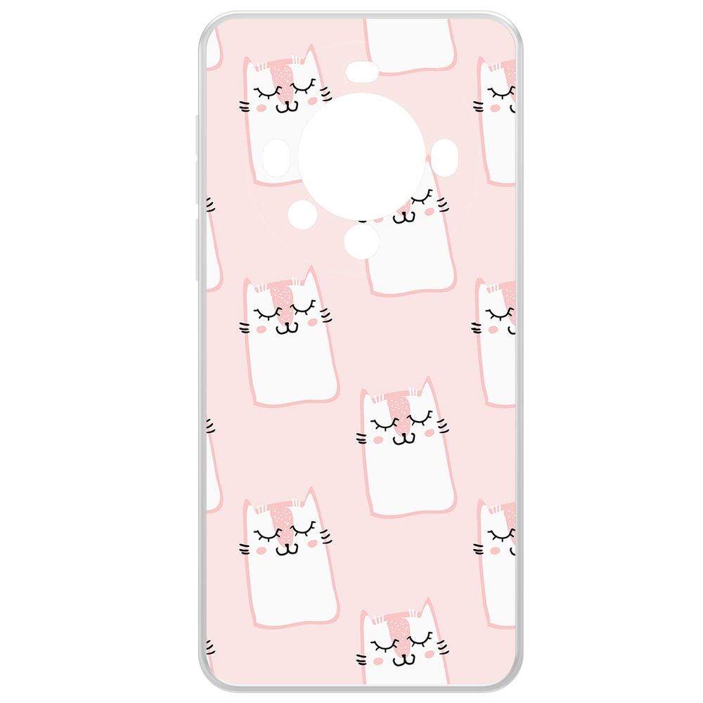 

Чехол-накладка Krutoff Clear Case Котики паттерн для Huawei Mate 60 Pro, Прозрачный