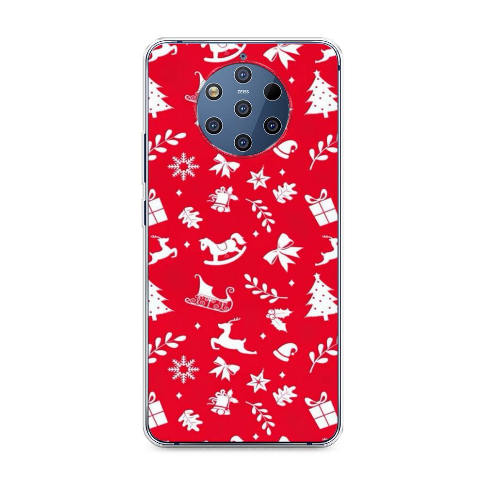 

Чехол на Nokia 9 Pure View "Красный новогодний фон", Красный;белый, 122350-5