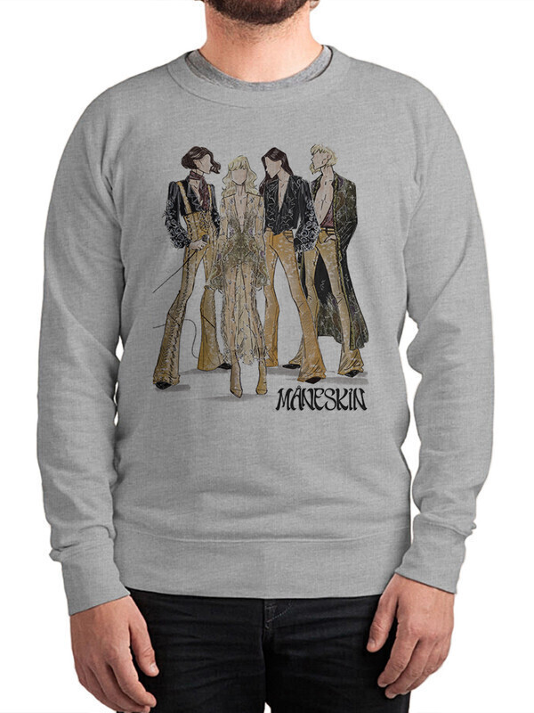 

Свитшот мужской Dream Shirts Maneskin - Манескин серый 46 RU, Maneskin - Манескин