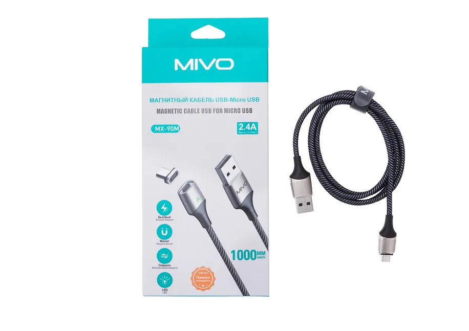 Кабель для мобильных устройств micro USB Mivo MX-90M 1м черный