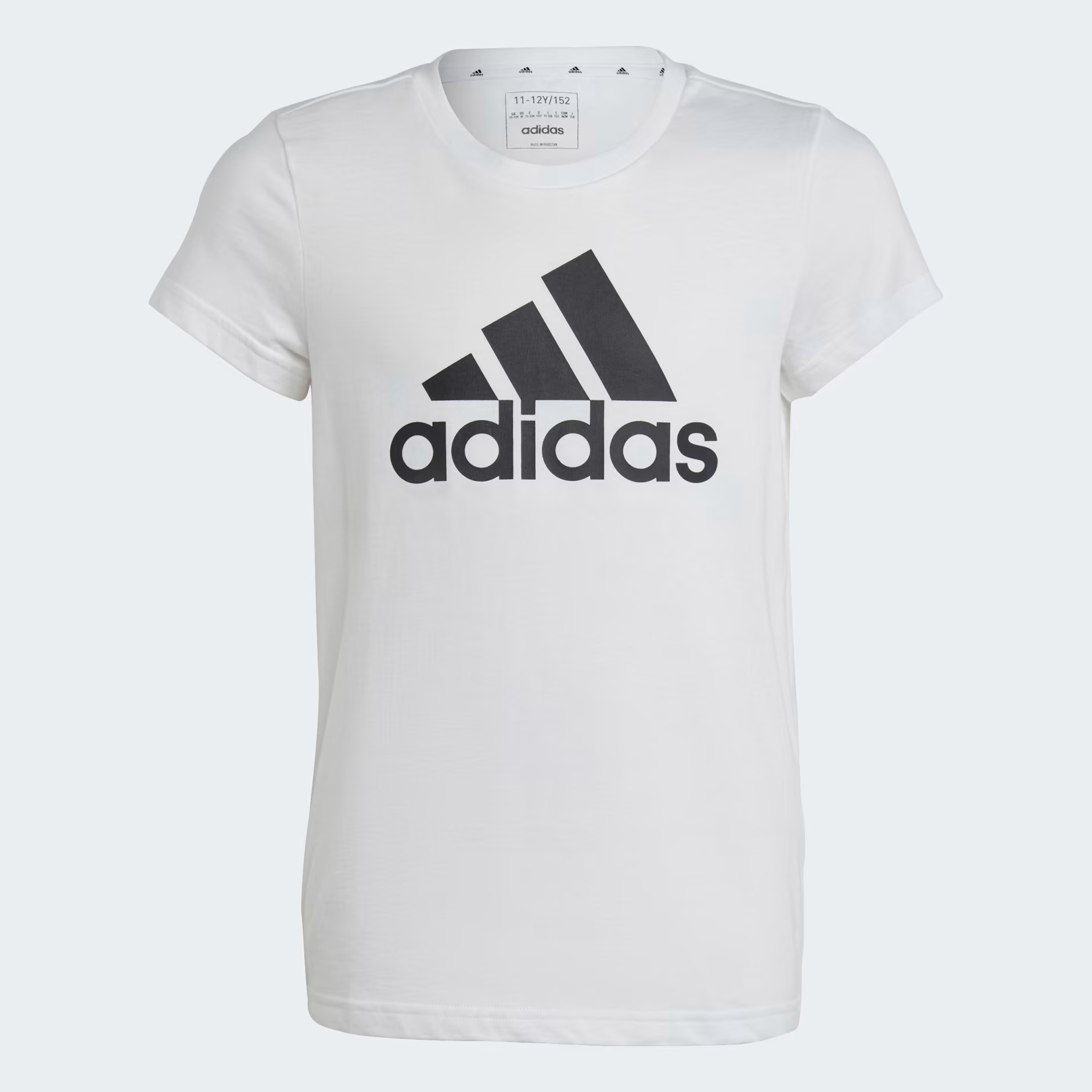 

Футболка Adidas для девочек, IC6121, чёрная 001A, размер 152, Белый, Essentials Big Logo