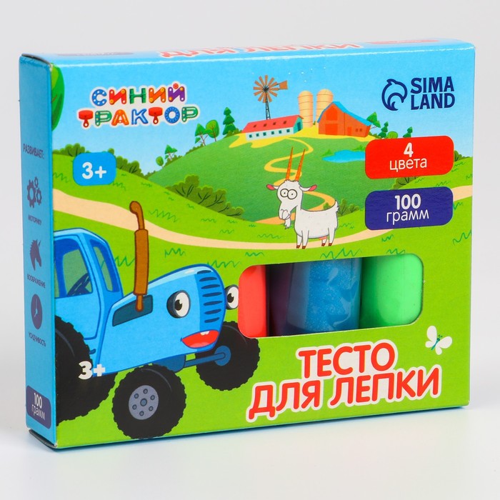 

Тесто для лепки Синий трактор, 4 цвета по 25г, Красный;желтый;синий;зеленый