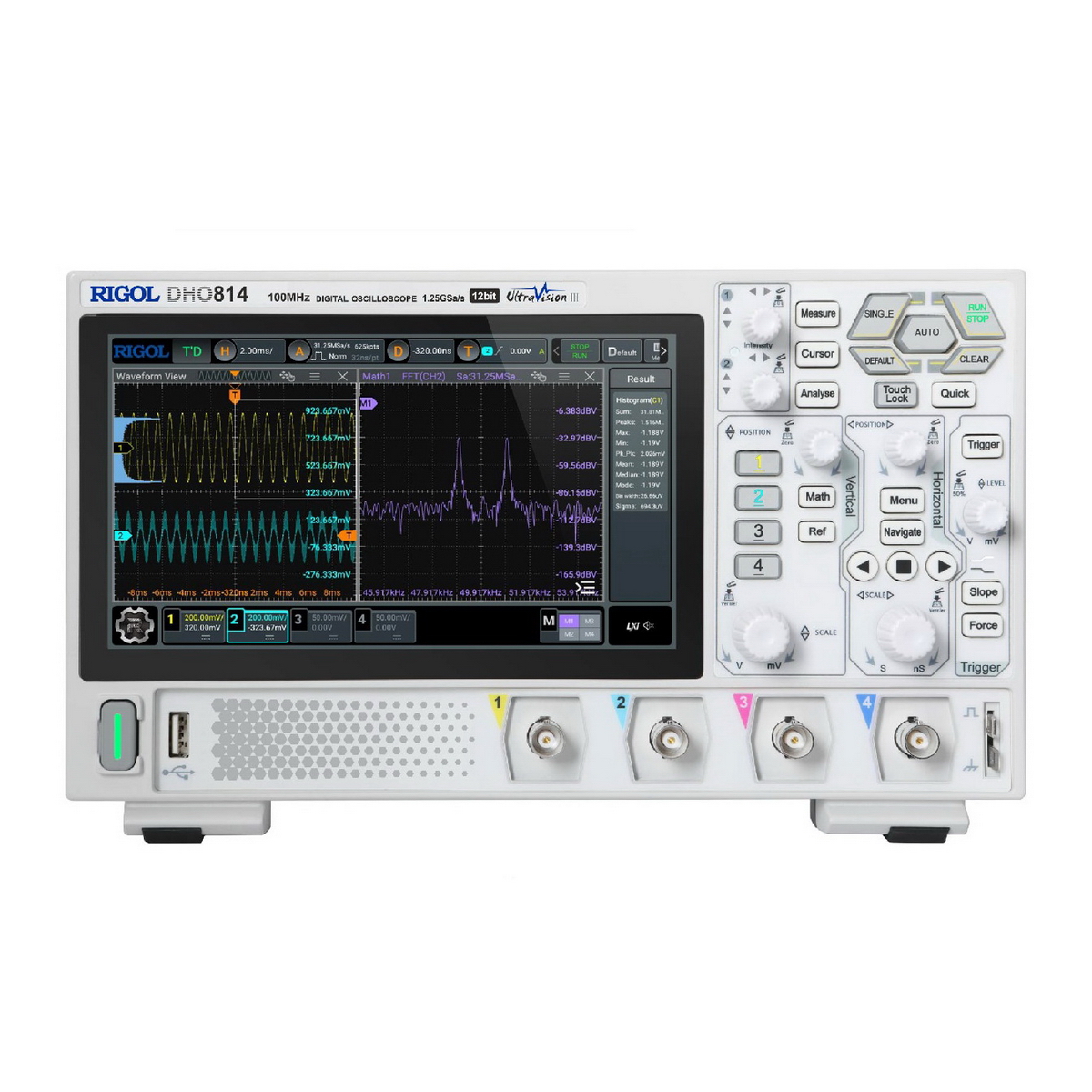 Осциллограф Rigol цифровой DHO814 100 МГц, 4 канала