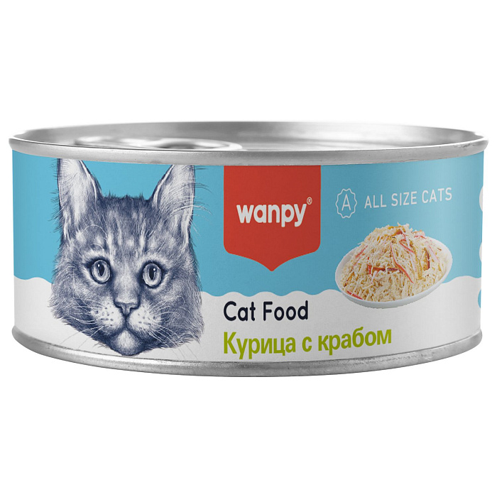 Консервы для кошек Wanpy Cat Курица с крабом, 95 г