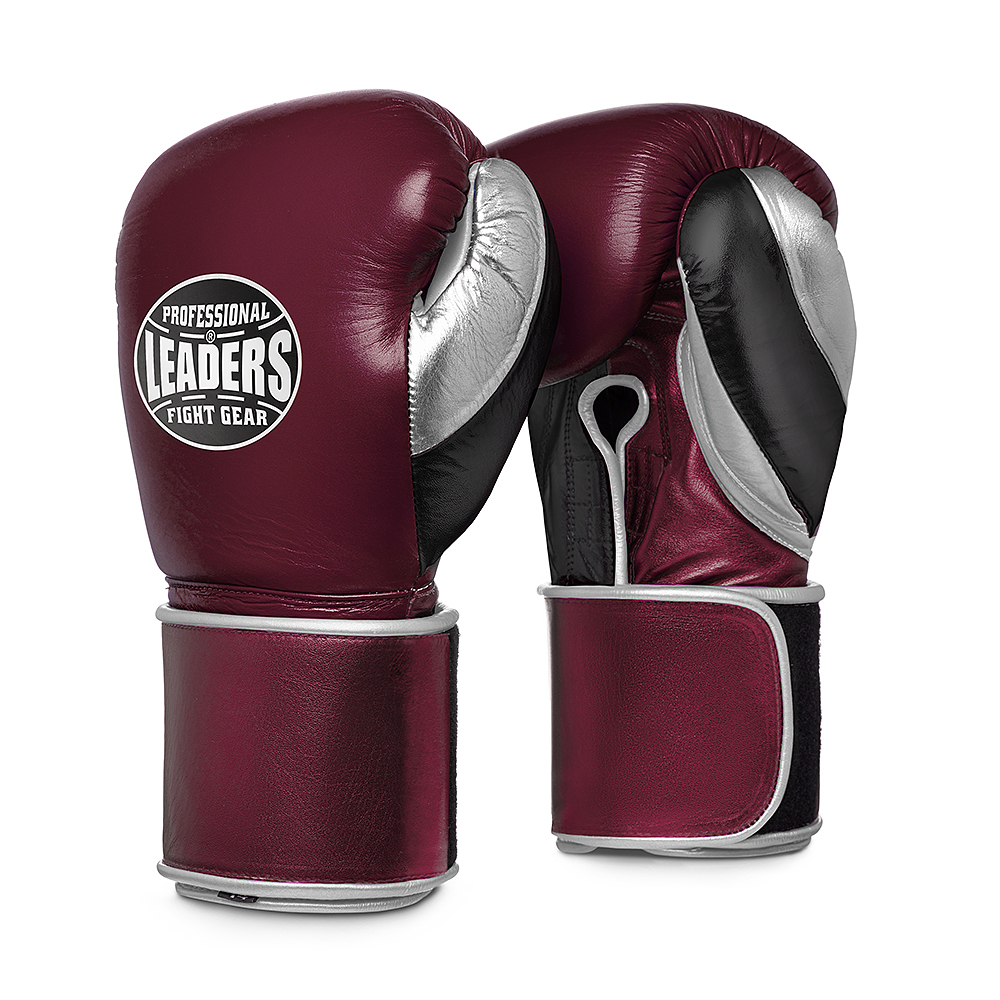 

Боксерские перчатки LEADERS LS3SC LVC бордовые 12 унции, Красный, LS Long Velcro