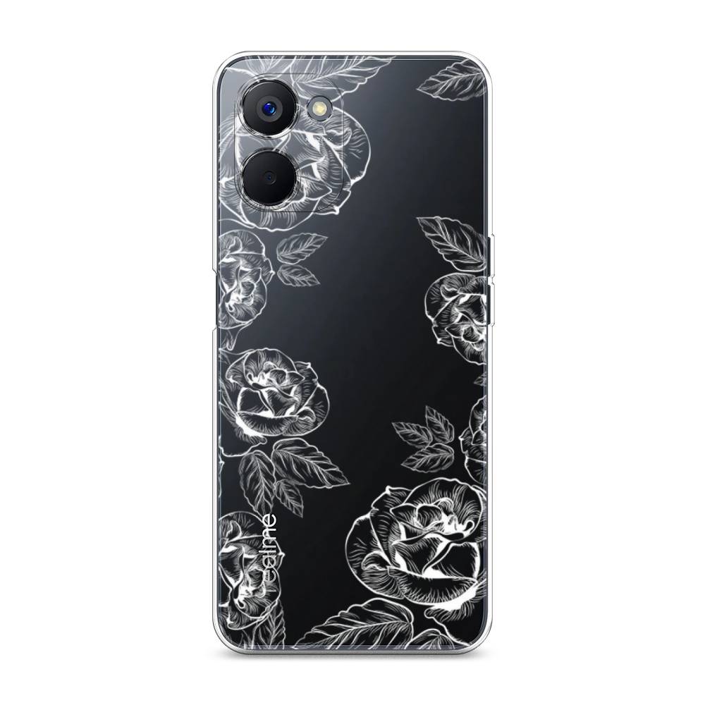 

Чехол на Realme V20 "Розы графика", Черный;серый, 2512950-2