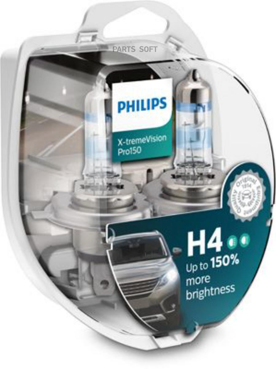 Лампа галоген 12v h4 60/55w p43t-38 philips x-treme vision pro150 +150% 12342xvps2