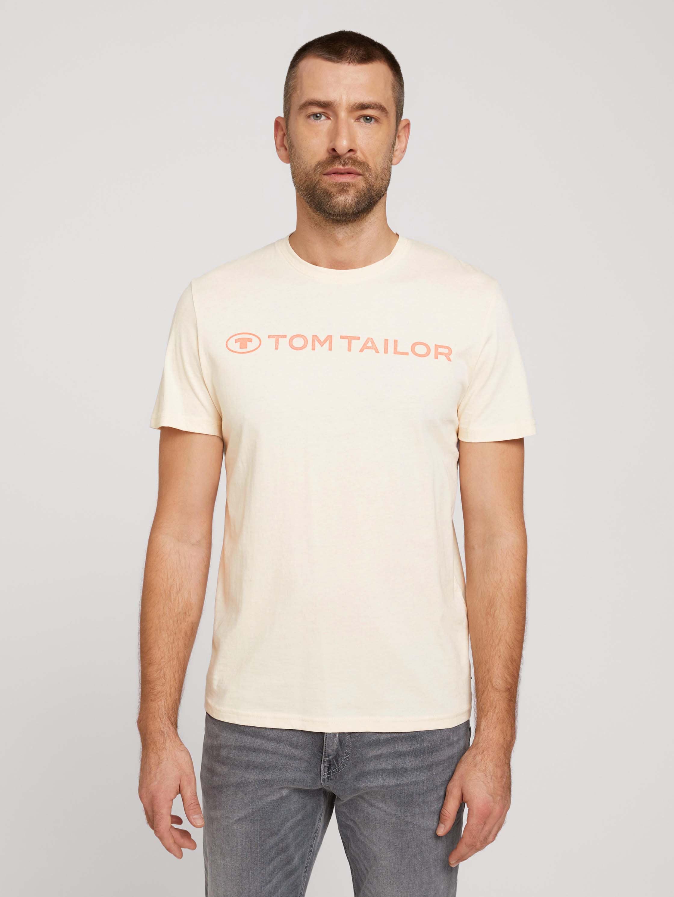 фото Футболка мужская tom tailor 1030527 бежевая s
