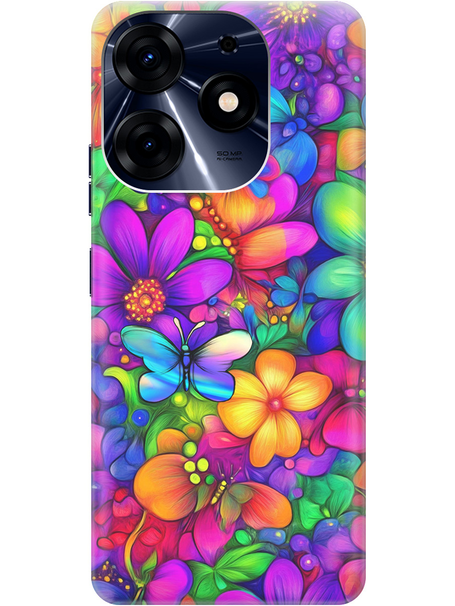 

Силиконовый чехол на Tecno Spark 10 Pro с принтом "Бабочки и цветы" прозрачный, Прозрачный;зеленый;фиолетовый;красный, 768742623