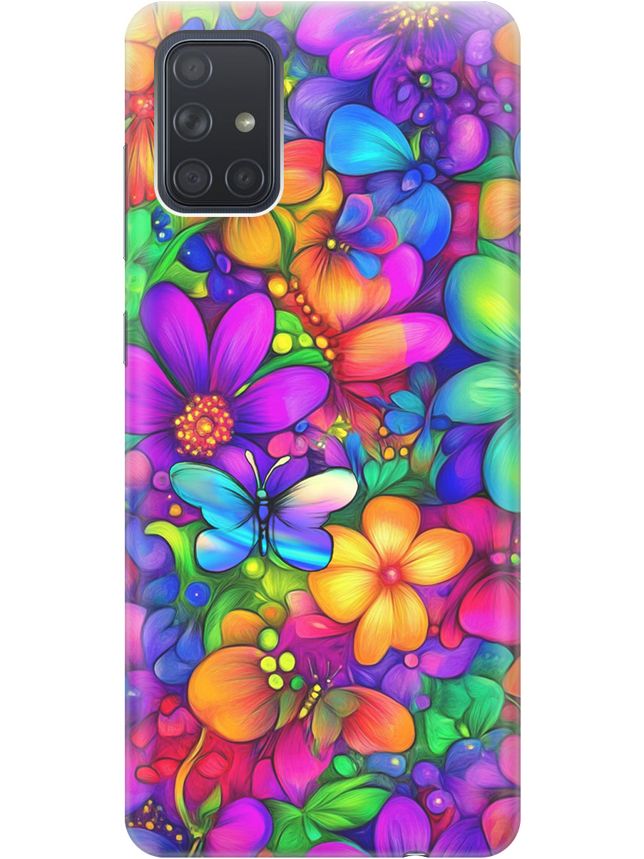 

Силиконовый чехол на Samsung Galaxy A71 с принтом "Бабочки и цветы" прозрачный, Прозрачный;зеленый;фиолетовый;красный, 722411423