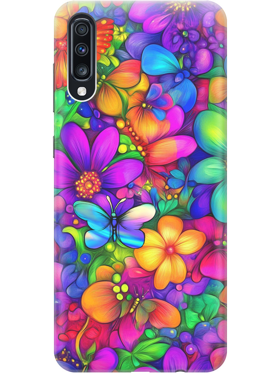 

Силиконовый чехол на Samsung Galaxy A70/A70s с принтом "Бабочки и цветы" прозрачный, Прозрачный;зеленый;фиолетовый;красный, 720804423