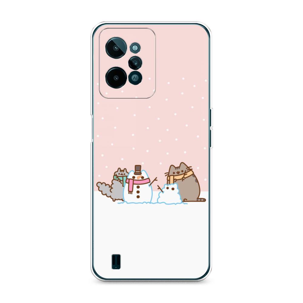 

Чехол на Realme C31 "Котики в снегу", Розовый;белый;серый, 259350-5