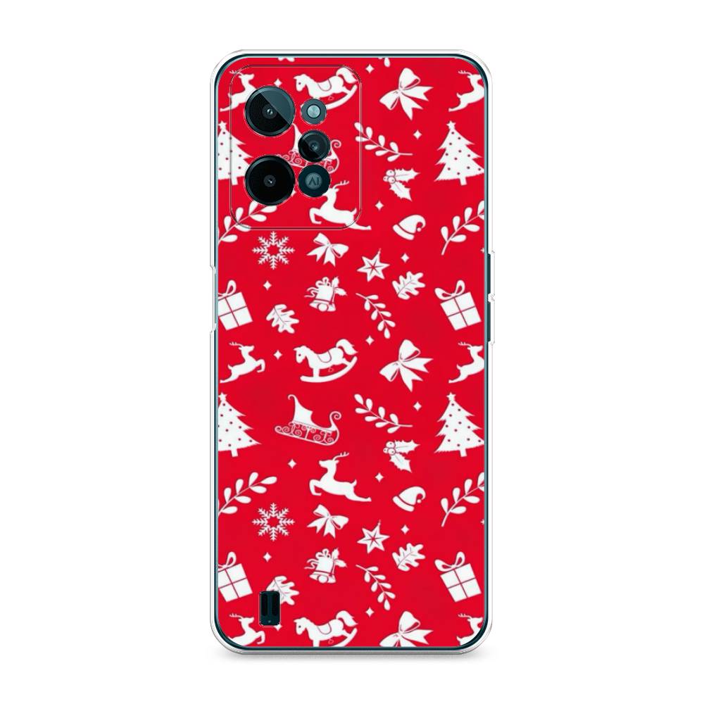 

Чехол на Realme C31 "Красный новогодний фон", Красный;белый, 259350-5
