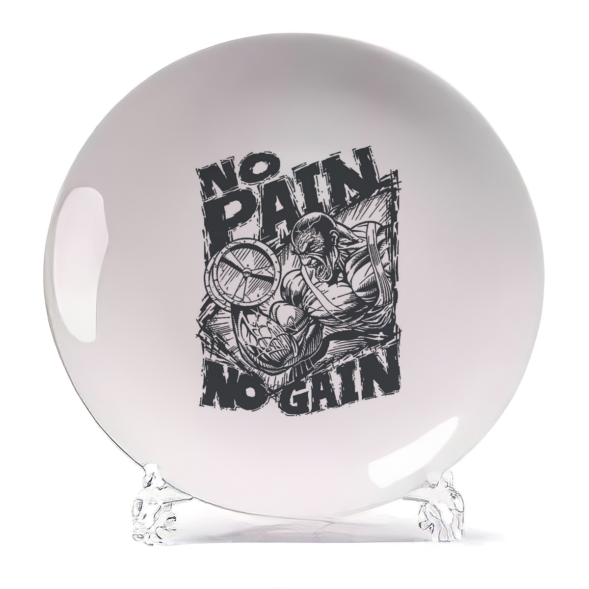 

Тарелка CoolPodarok No pain no gain Под лежачий камень вода на течет, No pain no gain Под лежачий камень вода на течет