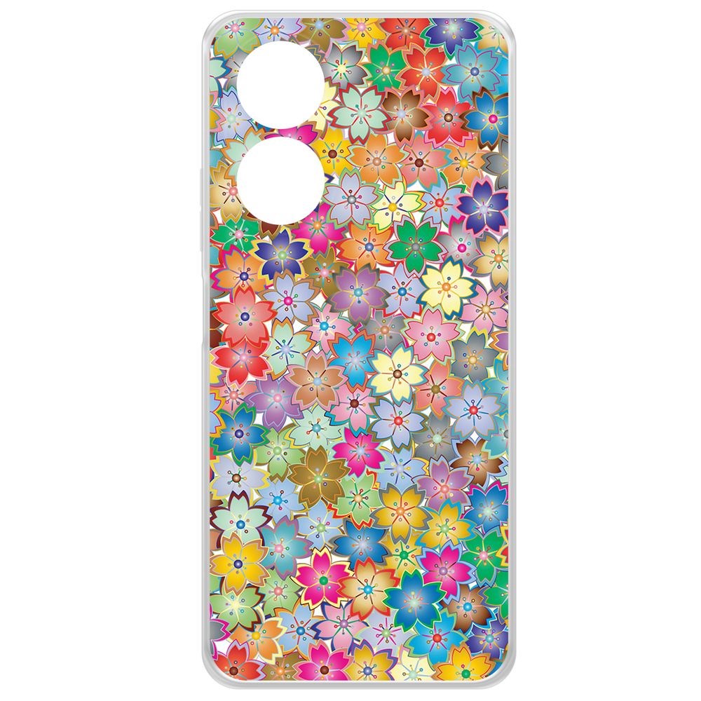 

Чехол-накладка Krutoff Clear Case Цветочный паттерн 4 для Oppo A58 4G, Прозрачный