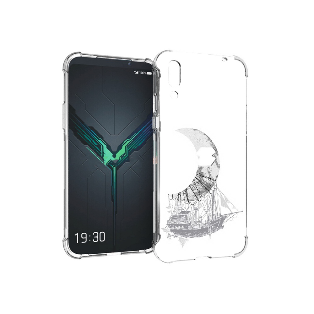 

Чехол MyPads Tocco для Xiaomi Black Shark 2 черно белый корабль полумесяц, Прозрачный, Tocco