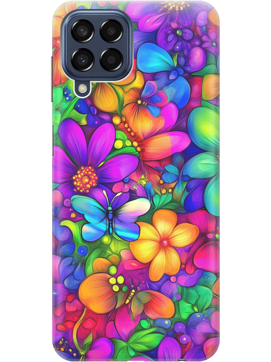 

Силиконовый чехол на Samsung Galaxy M33 5G с принтом "Бабочки и цветы" прозрачный, Прозрачный;зеленый;фиолетовый;красный, 740187523
