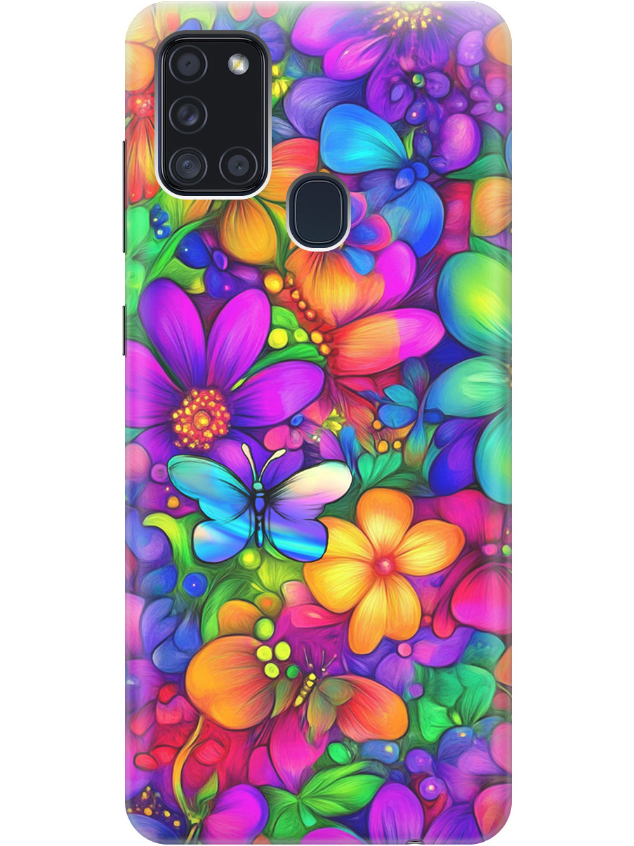 

Силиконовый чехол на Samsung Galaxy A21s с принтом "Бабочки и цветы" прозрачный, Прозрачный;зеленый;фиолетовый;красный, 723009323