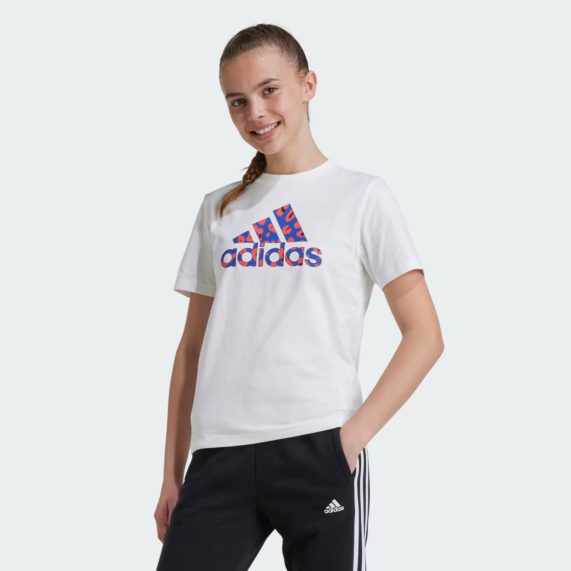 

Футболка Adidas для девочек, IY8136, чёрная 001A, размер 164, Белый, G 3S BF T