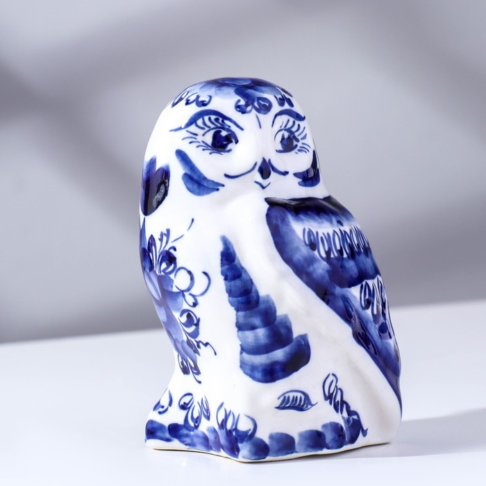 

Сувенир Сова, гжель,13х9 см, Синий