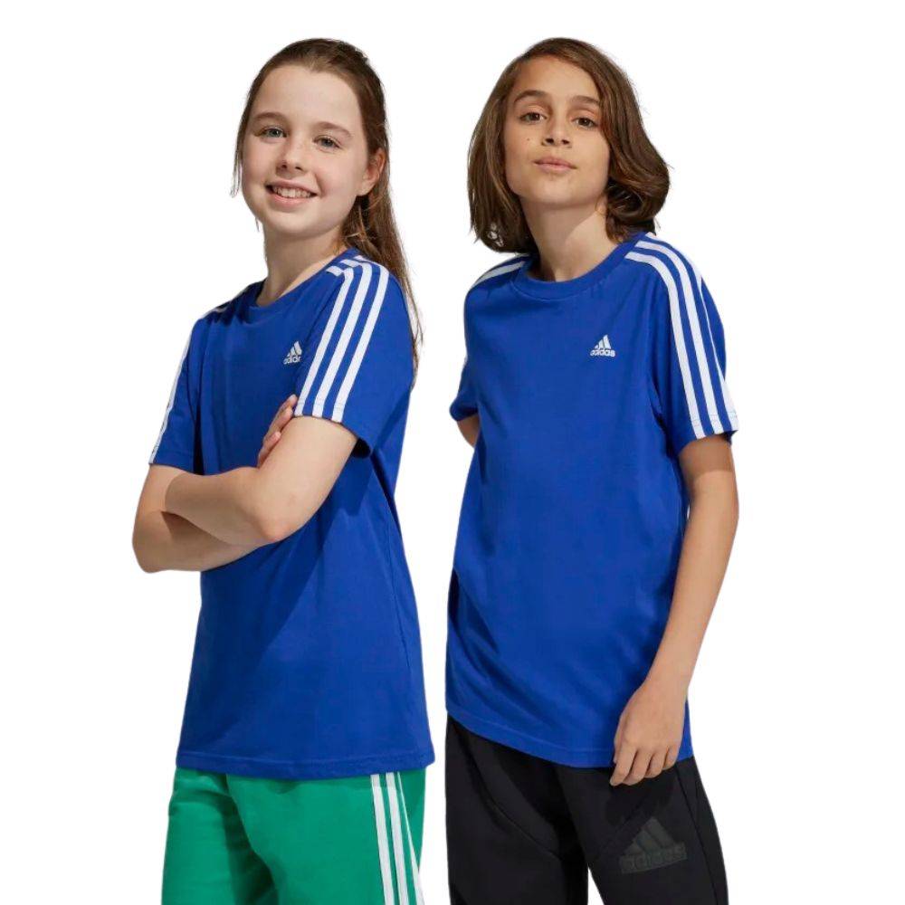 

Футболка Adidas для мальчиков, IC0604, синяя AETC, размер 140, Синий, Essentials 3-Stripes