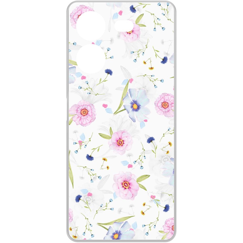 

Чехол-накладка Krutoff Clear Case Цветочный паттерн 3 для Tecno Pova 5 Pro, Прозрачный