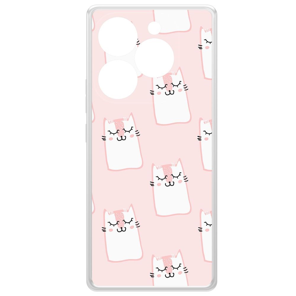 

Чехол-накладка Krutoff Clear Case Котики паттерн для ITEL S23+, Прозрачный