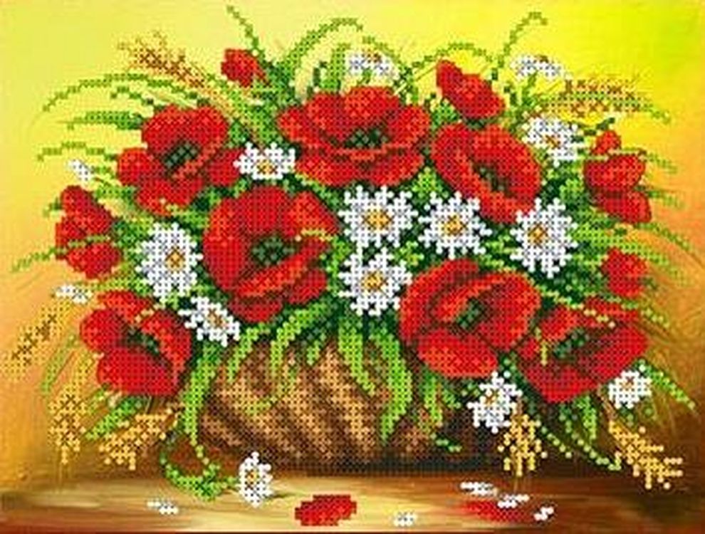 

Рисунок на ткани Каролинка Маки с ромашками ТКБЦ 4026