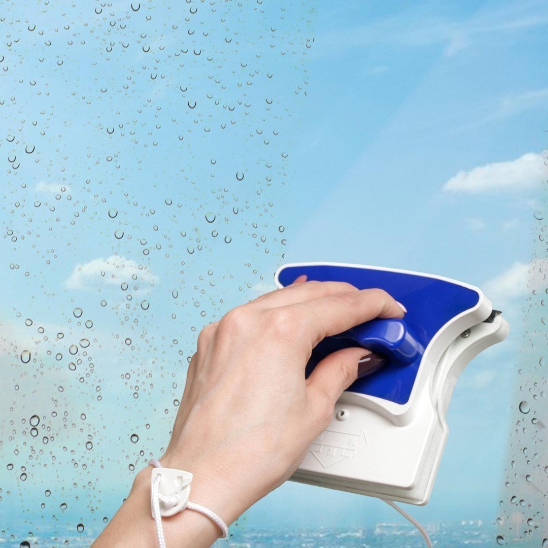 Магнитная щётка для мытья окон с двух сторон Доляна, с водосгоном, 8-16 мм