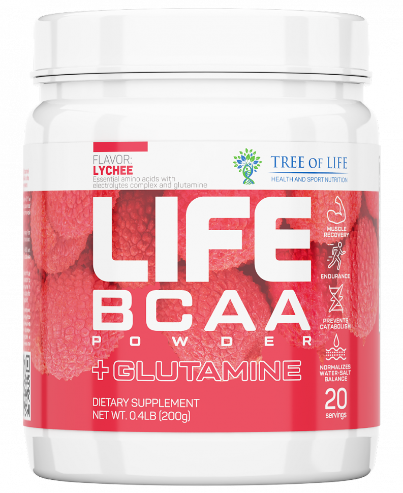 фото Аминокислоты tree of life life bcaa+glutamine 200 г lychee