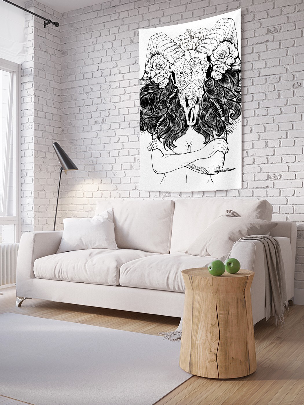 

Вертикальное фотопанно на стену JoyArty Девушка с черепом барана 150x200 см, Девушка с черепом барана