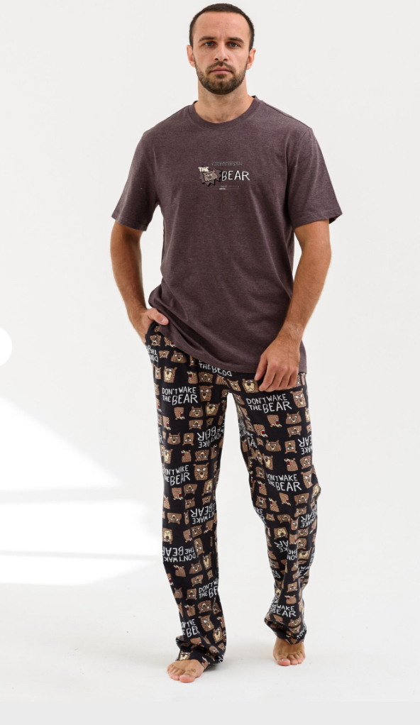 

Комплект домашний мужской NoBrand Пиж24 разноцветный 56 RU, Бежевый;коричневый;черный, Пиж24