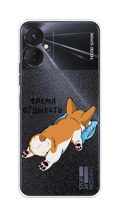 

Чехол на Tecno Spark 9 Pro "Корги отдыхает", Черный;коричневый;голубой, 301950-1