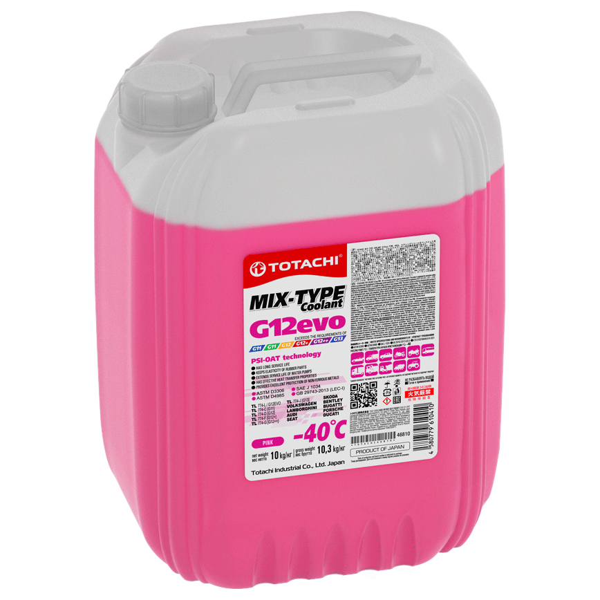 фото Антифриз totachi mix-type coolant g12evo pink -40°c 10 кг 46810