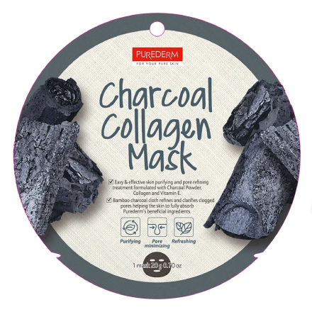 фото Маска для лица purederm charcoal collagen, 20 г