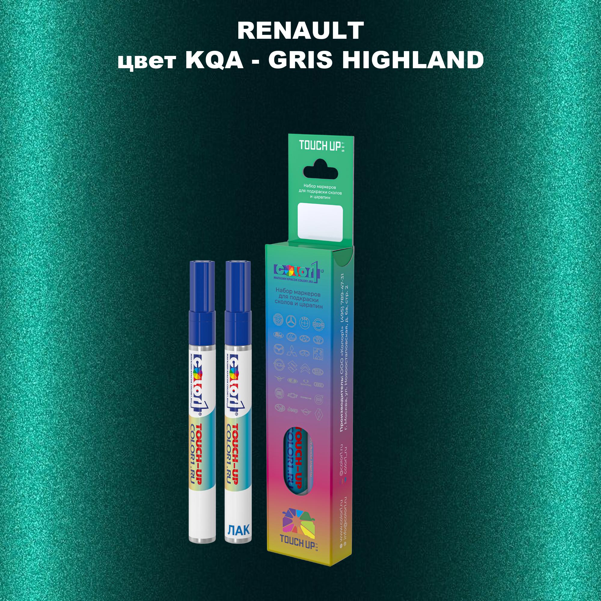 

Маркер с краской COLOR1 для RENAULT, цвет KQA - GRIS HIGHLAND, Прозрачный