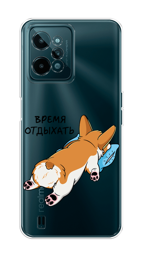 

Чехол на Realme C31 "Корги отдыхает", Черный;коричневый;голубой, 259350-1