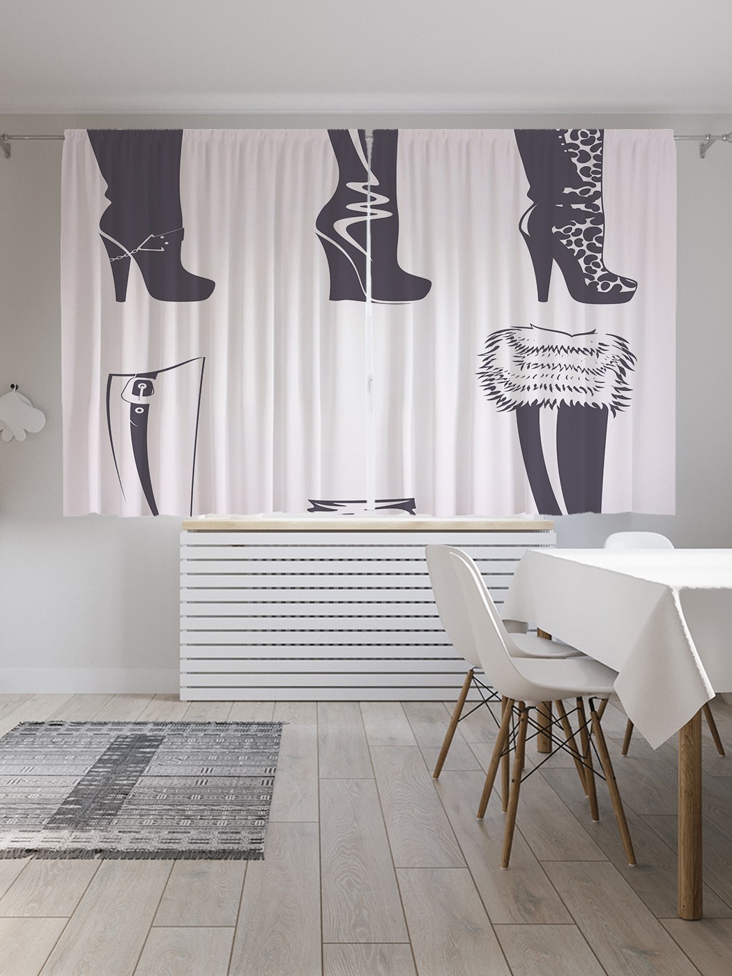 фото Классические шторы joyarty "женская обувь", серия oxford delux, 2 полотна 145x180 см