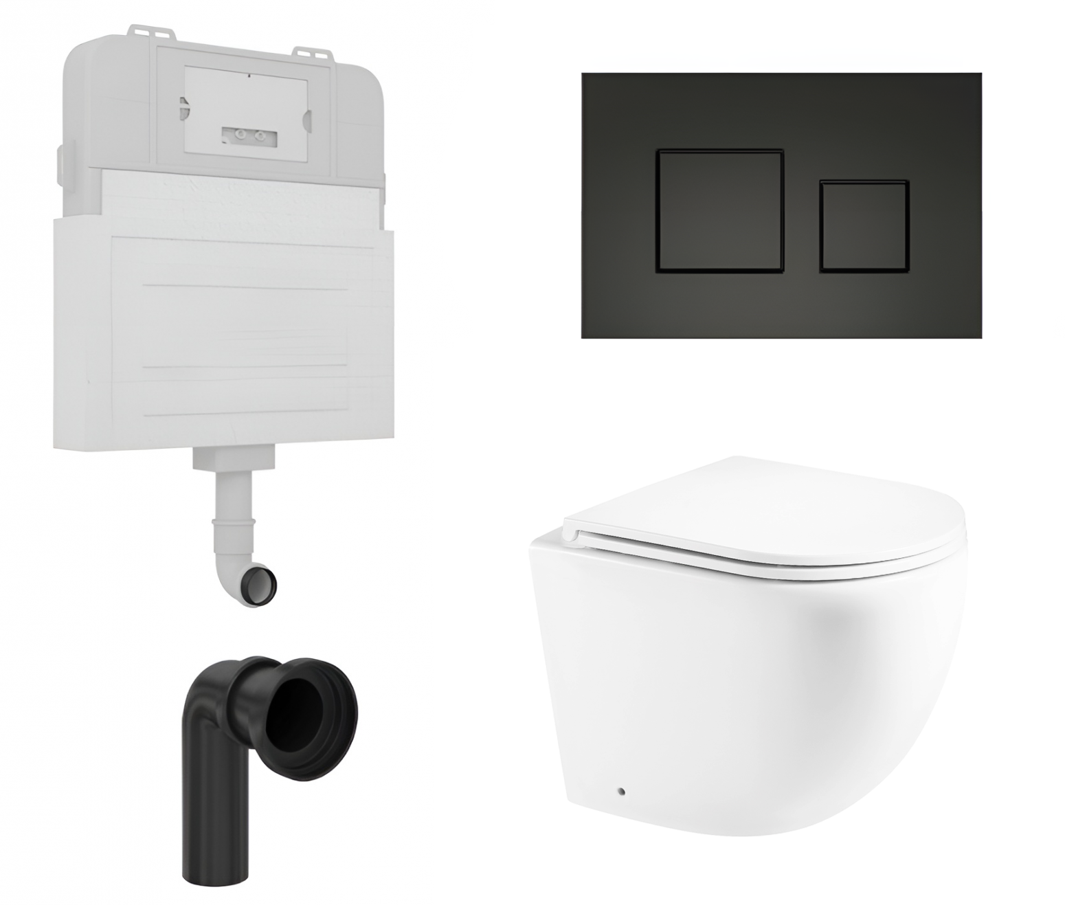 

Комплект: смывной бачок Enio Tecnico + приставной унитаз Unico с кнопкой черной