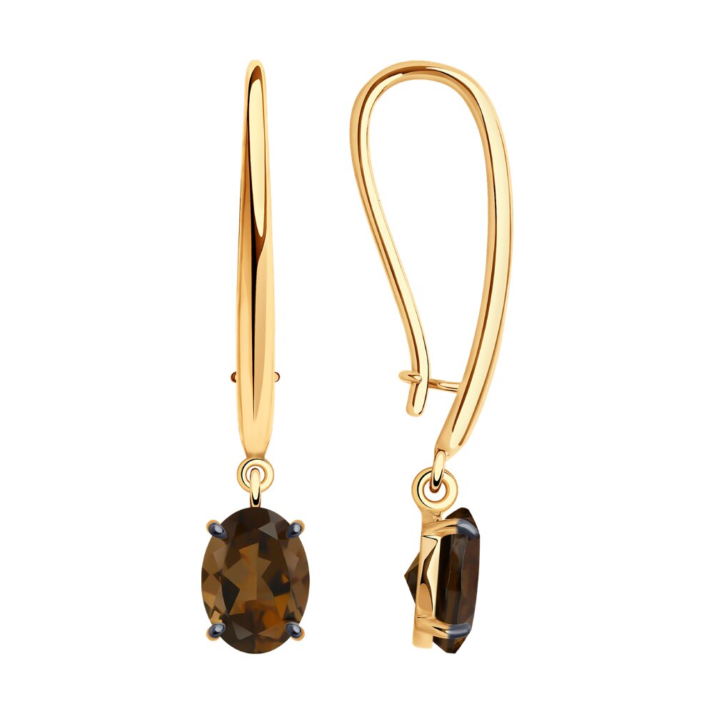 

Серьги подвески из красного золота Diamant 51-321-01929-5, раухтопаз, 51-321-01929-5