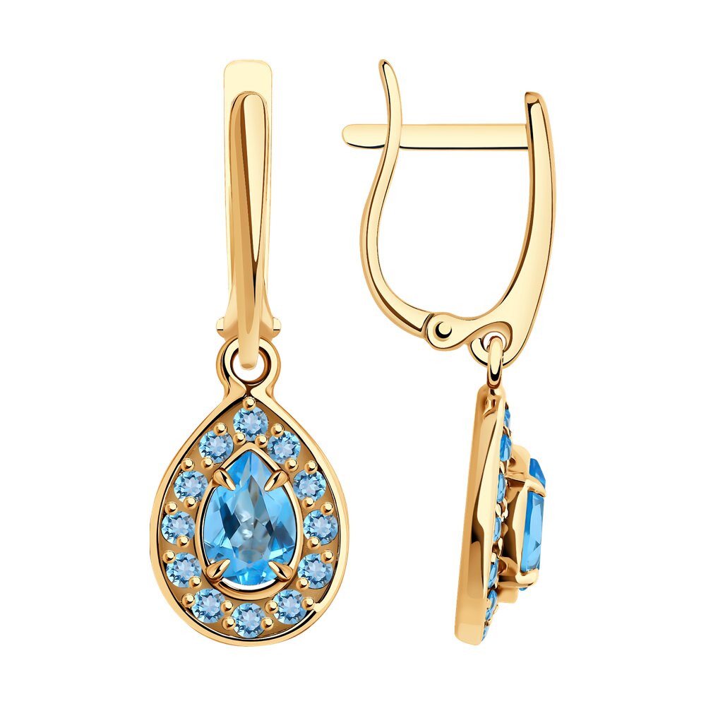 

Серьги подвески из красного золота Diamant 51-321-01959-1, топаз, 51-321-01959-1