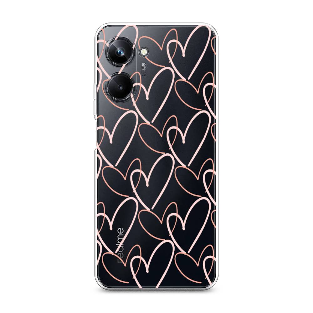 

Чехол на Realme 10 Pro "Узор из сердечек", Розовый;бежевый, 2512550-6