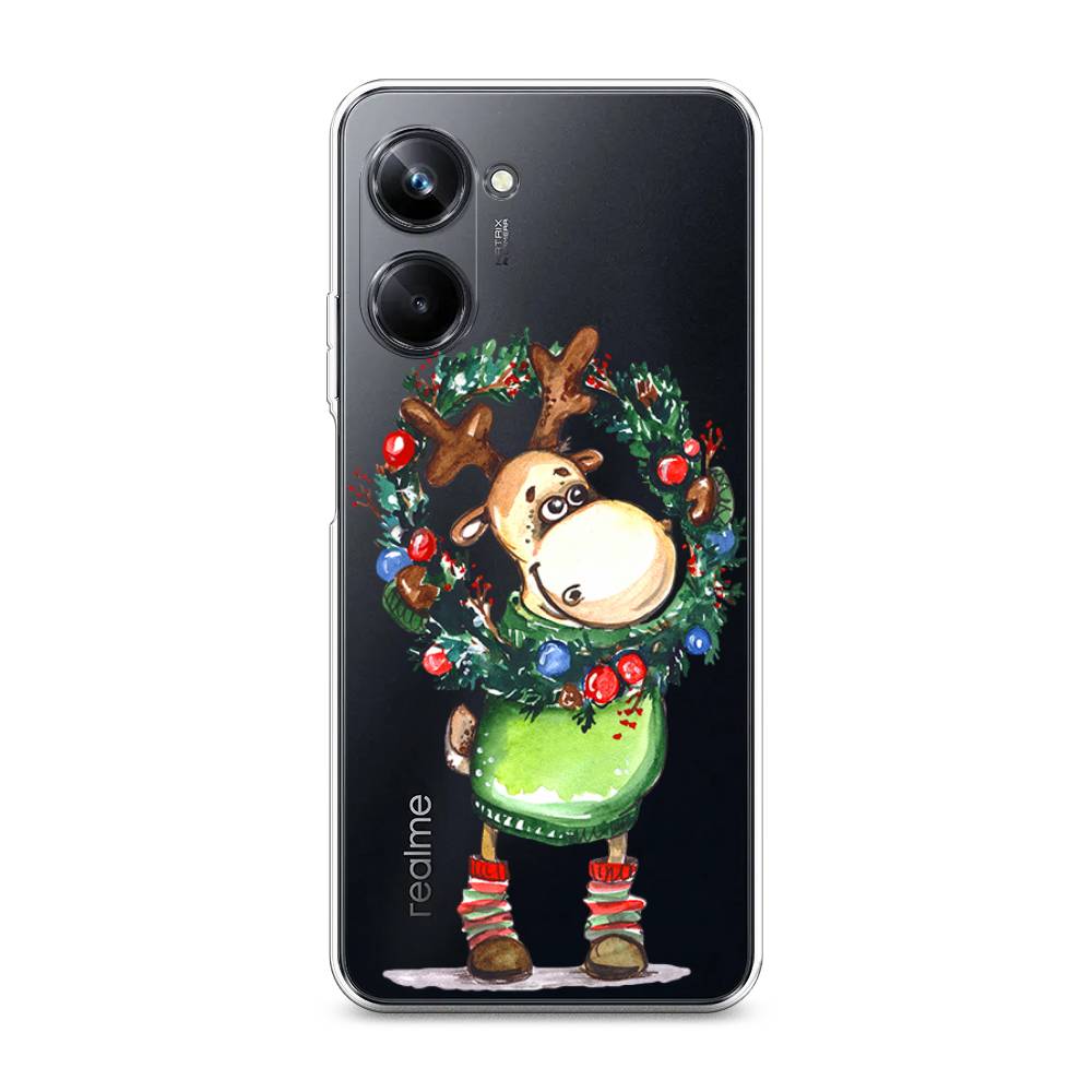 

Чехол на Realme 10 Pro "Олень с новогодним венком", 2512550-4