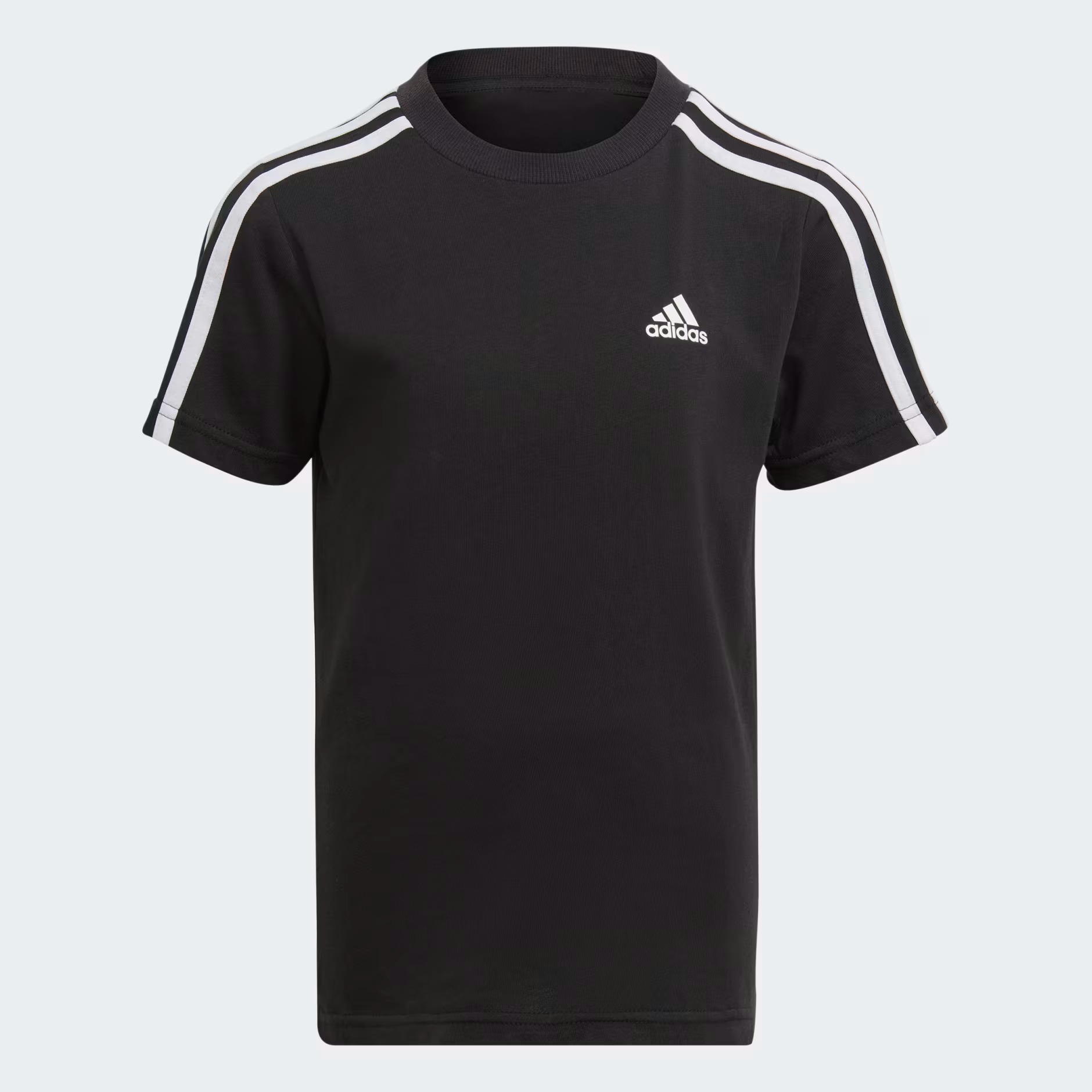 

Футболка Adidas для мальчиков, IC9135, чёрная 095A, размер 110, Черный, Essentials 3-Stripes