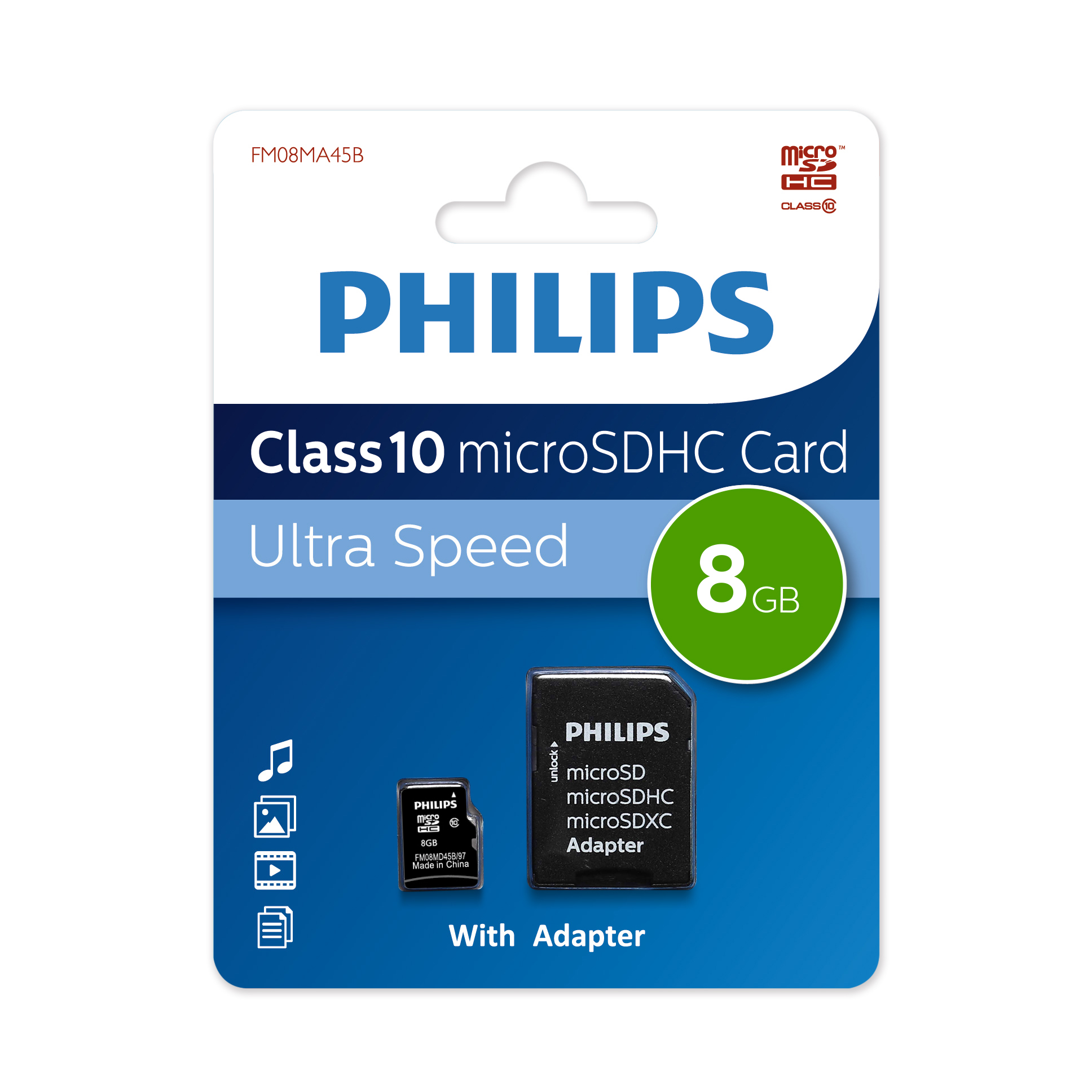 Карта памяти Philips Micro SD 8Гб FM (FM08MA45B/97)